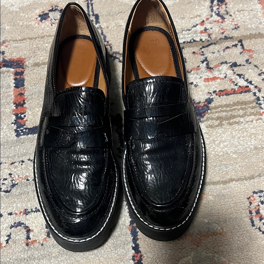 Women Franco Sarto  Black Leather Loafers